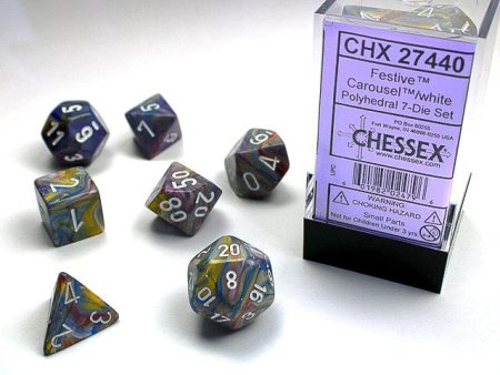 Chessex Festive Carousel White 7-Die Set on Sale