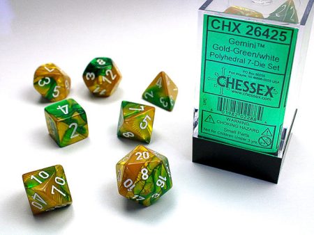 Chessex Gemini Gold-Green White 7-Die Set Fashion