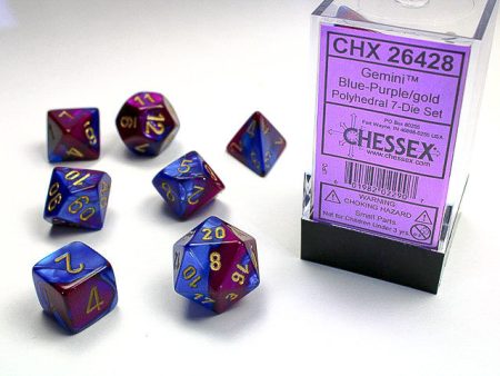 Chessex Gemini Blue-Purple Gold 7-Die Set on Sale