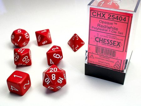 Chessex Opaque Red White 7-Die Set Online Sale