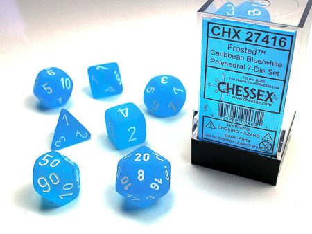 Chessex Frosted Caribbean Blue white 7-Die Set Online Hot Sale