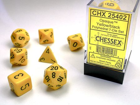 Chessex Opaque Yellow Black 7-Die Set Sale