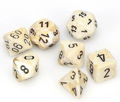 Chessex Marble Ivory Black 7-Die Set Online