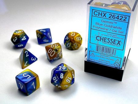 Chessex Gemini Blue-Gold White 7-Die Set Discount