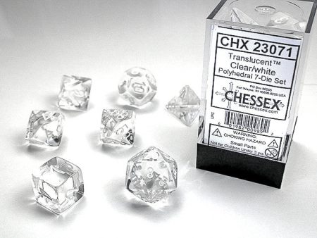 Chessex Translucent Clear White 7-Die Set For Sale