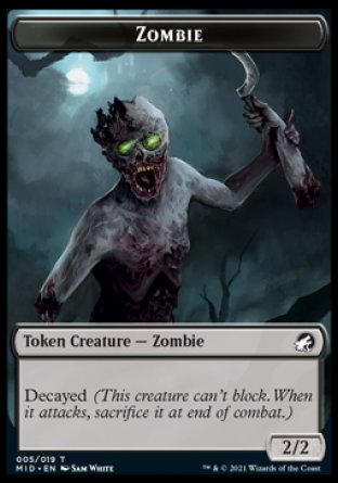 Zombie (005)    Elemental Double-Sided Token [Innistrad: Midnight Hunt Tokens] Online Hot Sale