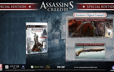 ASSASSIN S CREED III 3 SPECIAL EDITION [INCLUDES PIRATE FLINTLOCK MUSKET + DANGEROUS SECRET MISSION + 4 EXCLUSIVE MISSIONS][PS3 PLAYSTATION 3] NEW] For Sale